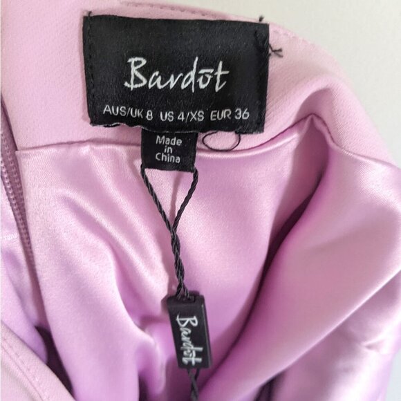 Bardot Vera Open Back Dress Midi High Neck Pink Strappy Slit Side Mose Pink Rose - Picture 6 of 9